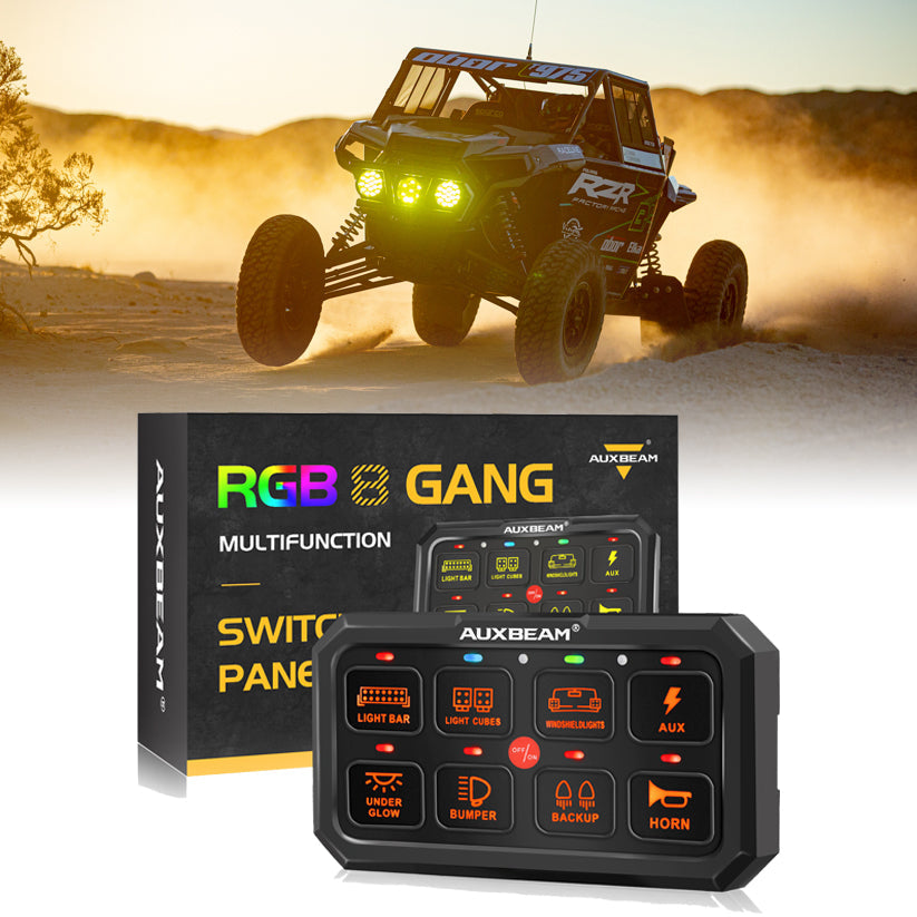 RA80 XL RGB 8 Gang Switch Panel Toggle/ Momentary/ Pulsed Modes, Off Road Lights Controller